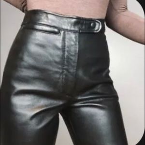 High Waisted Genuine Leather Pants